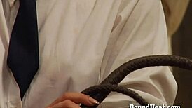 beautiful busty slave licks mistress pussy clean after bdsm punishment