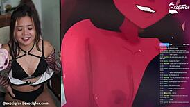 exotiqfox masturbates solo as filipina meru succubus in fans' livestream reaction highlights 1-5