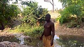 ebony big ass threesome quickie from river to mountain doggystyle