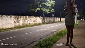 redhead amateur gives risky public street blowjob with dirty talk