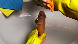 hot housewife cleans soaked dildo post pussy pounding homemade amateur action