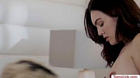 college sorority girls hungrily lick shaved pussies in sensual lesbian play