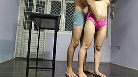 Sneaking Doggystyle Fuck with Friend's Wife Bent Over My Desk!