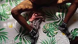 Black slut bares all for monster cock pounding her eager holes