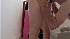 French Blonde Slut Fucked Doggystyle in Satin Lingerie Heels POV