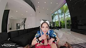 VR Chun Li Latina Cosplay Blowjob Wins Street Fighter Parody Fight Pt 1!
