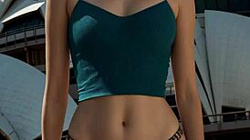 Lingerie Model Teases Barefoot Panties at Iconic Sydney Spot