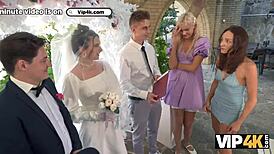 Hey bride in stockings gets her ass fucked hard outdoors 💍🍑. Guests watch anal creampie at wedding party 🔥💦