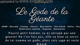 imagine the giantess's massive dildo teasing you in this french joi audio session