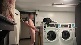 muscular bodybuilder slut flashes hairy pussy and strokes in public outdoor nudity