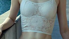 Lingerie Model Teases Barefoot Panties at Iconic Sydney Spot