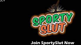 Petite Babe's Puffy Cameltoe Strains Super Tight Magenta Bikers. Round Ass Teases Workout Intensity