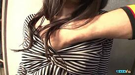 Asian big ass beauty deepthroats cock atop building sucking clit