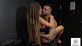 skinny latina housewife chokes on boss's huge cock at lunch