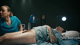 vasectomy turns wild when demon grabs dick, forces breeding her then doctor threesome