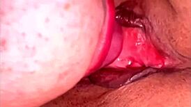 Amateur Shaved Pink Pussy Close-Up 80 Days Post-Virginity Loss Wet Licking