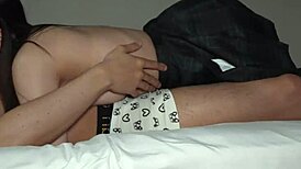 check out this curvy g-cup japanese high school girl with small waist getting creampied pregnant on bed