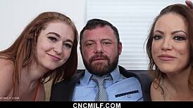 Freeuse Family Group Sex Relaxes Dad Pre-Interview Cncmilf