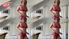 pink panties on this blonde goddess? 😈👙