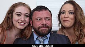 Freeuse Family Group Sex Relaxes Dad Pre-Interview Cncmilf
