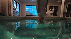 Wanna see this slut wife fuck outside by the pool in POV?