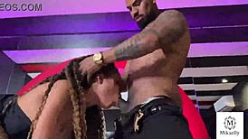 skinny latina housewife chokes on boss's huge cock at lunch