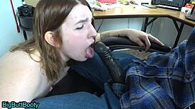 I'm sucking bbc cum while girlfriend watches, so horny slut me