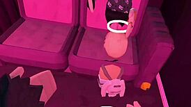 viewer begs to fuck shemale in rec room so ladyboy bends over for raw blowjob and pounding