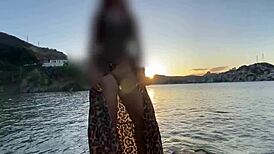 Beautiful African Babe Fingers Sexy Pussy Outdoor Public No Panties During Massage