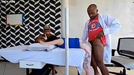 Heart pounding as doctor fucks wife beside clueless husband