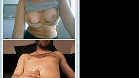 feels so good watching this cute teen brunette flash her tits and help jerk that cock on webcam