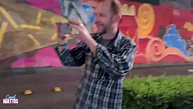 amateur lesbians munch tits outdoors at public fast food spot