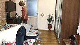 blonde milf dominates hubby with rough anal dildo fuck and toys