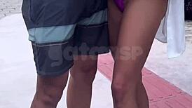 wife flashes big cock lover on street car while cuck films outside