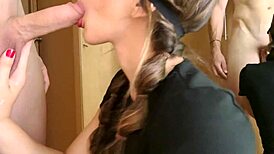 Gym couple returns horny from party for bedroom romp