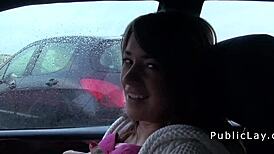 i banged this brunette babe hard in public car pickup