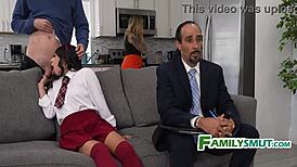 hey teen slut milks bf's cock on fam couch 🔥 while caught