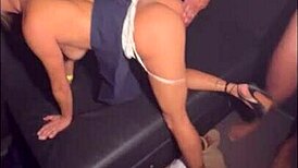 Blasted hot married Latina at swing club bar booth while cuck films every thrust