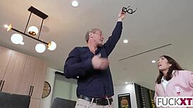 sweet TEEN heads BACK TO SCHOOL with grandfather's deep KISSING and FUCKING