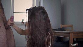 kitchen table erotic fuck with jessi q's tight wet pussy n ass... damn hot!!