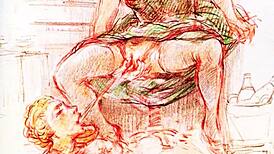 vintage erotic art captures sensual antique scenes in retro style