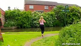 chubby british milf flashes her big ass outdoors for thrills