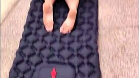 Delivery guy catches hot redhead by pool! 📹😏