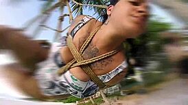 O shibarista Ep 2 😍 Brunette babe swings wild on the coconut tree! 🌴