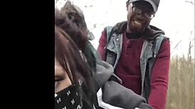 masked fuck toy bent over getting pounded outdoors 😈 public doggystyle creampie