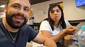 morena wife hairy pussy fucked doggystyle public street quickie cumshot in mouth pov