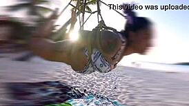 O shibarista Ep 2 😍 Brunette babe swings wild on the coconut tree! 🌴