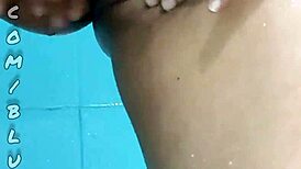 Colombian cutie Bluee Official flashes juicy pussy wondering if you want it dirty or cleaned up