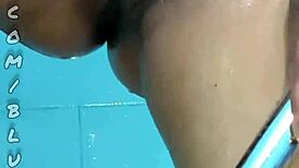 Colombian cutie Bluee Official flashes juicy pussy wondering if you want it dirty or cleaned up