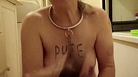 i'm your bound french milf slave pissing outdoors humiliated with dildo pov